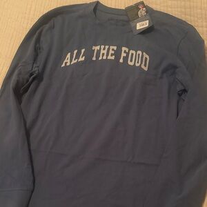 Blue Long Sleeve Shirt with 'All The Food' Print